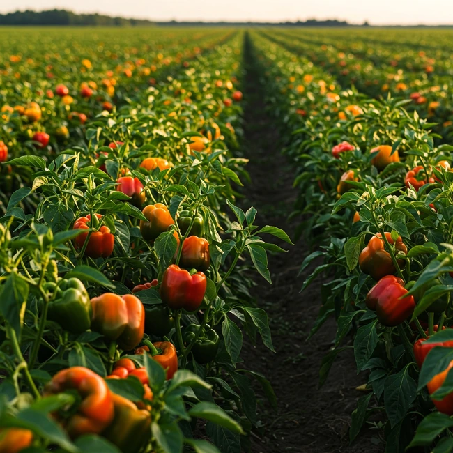Canadian bell pepper field
