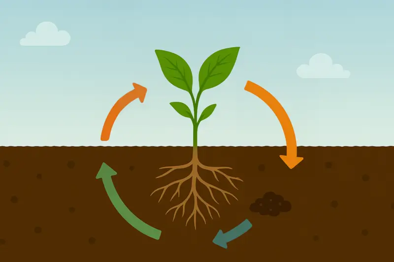 diagram showing a soil nutrient cycling